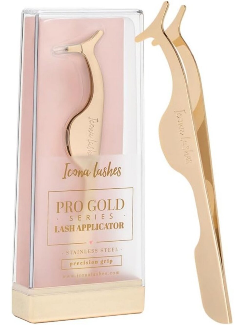 24K Gold-Plated Eyelash Applicator Tool - Precision Tip & Ergonomic Grip - Case